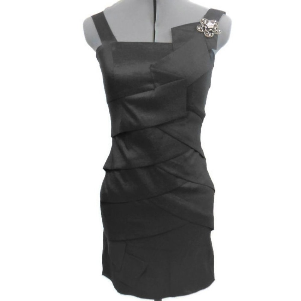ICU Little Black Dress w/ Rhinestone Brooch - S